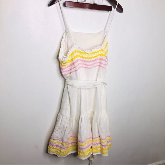 NWT Lisa Marie Fernandez Ric Rac Flowy Dress M L Medium Large White Pink Yellow - Picture 6 of 7